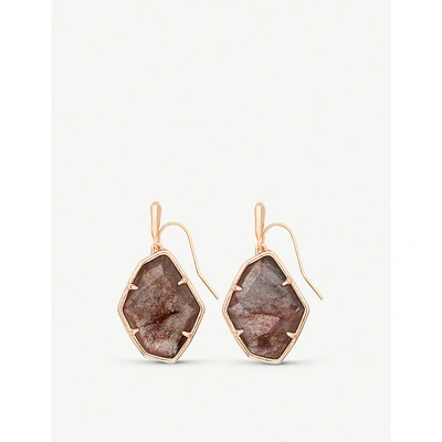Kendra Scott Dax 14ct Rose Gold-plated And Sable Mica Earrings In Sable/ Rose Gold