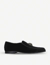 Kurt Geiger Mens Black Hugh Eagle Embellished Studded Velvet Loafers 7 In Black