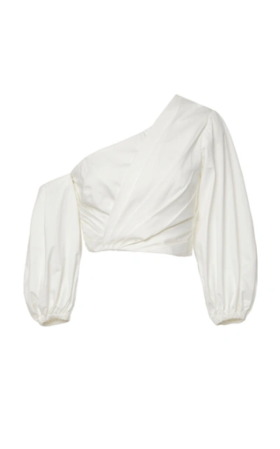 Amur Ale Cropped One-shoulder Cotton-poplin Top In White