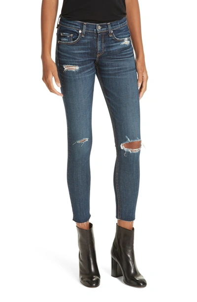 Rag & Bone Mid-rise Cropped Ankle Skinny Jeans With Holes In Franklin