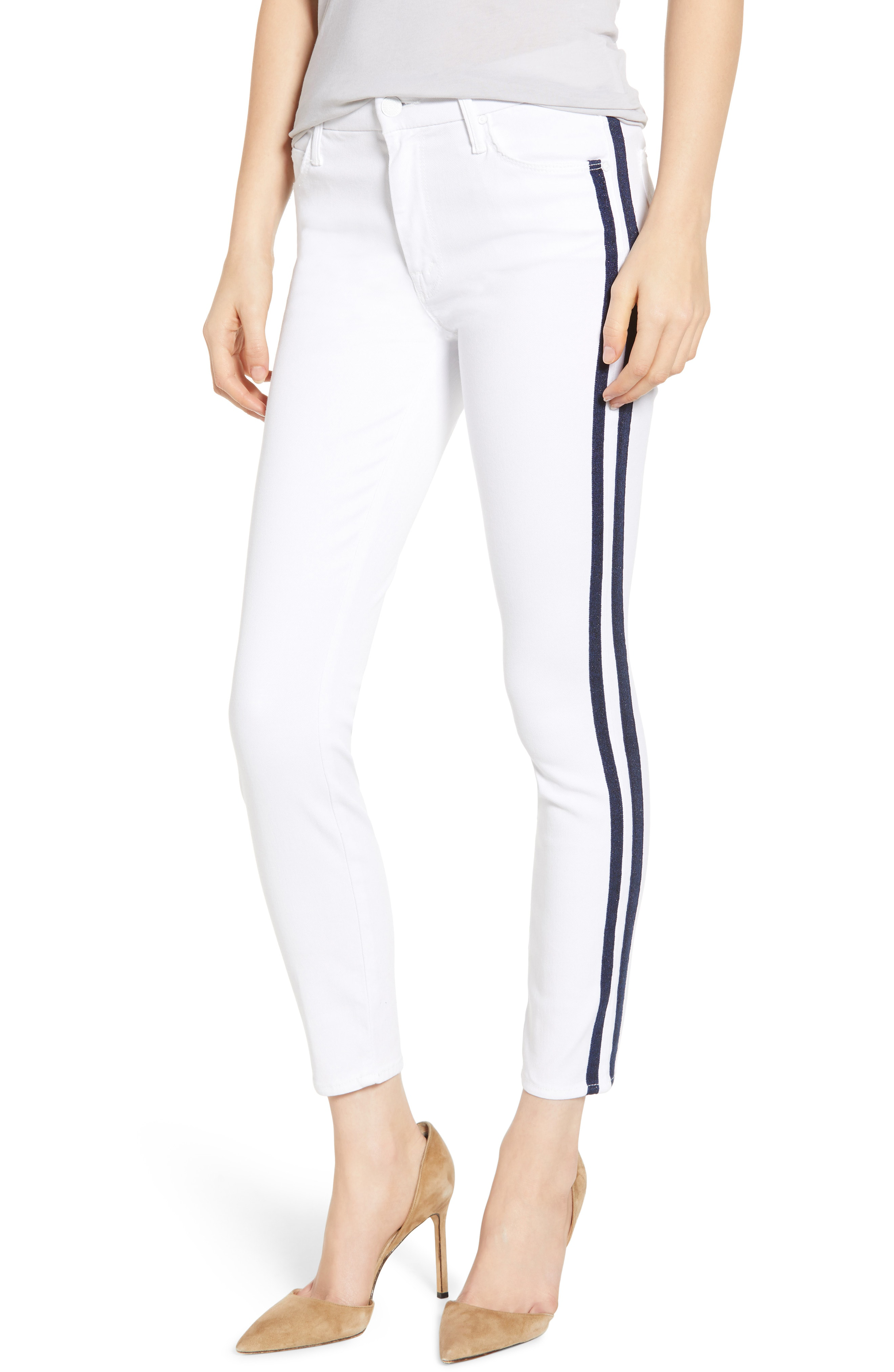 glass slipper shoes for sale on Mother The Looker Ankle Skinny Jeans W Racer Stripes In Glass Slipper Racer Modesens