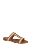 Tod's Canvas And Leather Slides In Caramel/ White