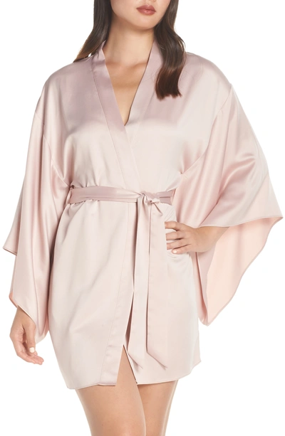 Flora Nikrooz April Charmeuse Kimono-sleeve Robe In Shell Pink