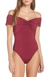 TRINA TURK OFF THE SHOULDER ONE-PIECE SWIMSUIT,TT9HB13