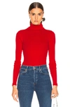 RE/DONE RE/DONE RIB TURTLENECK BODYSUIT IN RED,REDF-WS34
