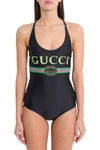 Gucci Black Vintage Logo Sparkling One-piece Swimsuit In Nero