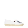 KENZO OFF-WHITE TIGER-EMBROIDERED CANVAS ESPADRILLES