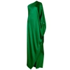 ROLAND MOURET Ritts green one-shoulder satin dress