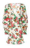 Rhode Anya Floral Smocked Flounce Dress In White