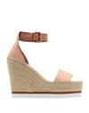See By Chloé Leather-trimmed Suede Espadrille Wedge Sandals In Pink