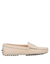 Tod's Leather Driver Penny Loafers In Beige