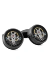 Tateossian Round Tourbillon Gear Cuff Links In Black