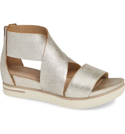 Eileen Fisher Women's Sport Crisscross Wedge Platform Sandals In Platinum Metallic