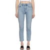 AGOLDE BLUE RILEY HI RISE STRAIGHT CROP JEANS