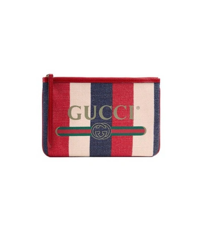 Gucci Print Pouch In Blue