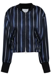 3.1 PHILLIP LIM / フィリップ リム 3.1 PHILLIP LIM WOMAN CROPPED STRIPED SATIN-TWILL BOMBER JACKET NAVY,3074457345619940349