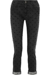 STELLA MCCARTNEY STELLA MCCARTNEY WOMAN CROPPED EMBROIDERED MID-RISE SLIM-LEG JEANS CHARCOAL,3074457345619930171