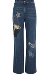 RED VALENTINO EMBELLISHED HIGH-RISE STRAIGHT-LEG JEANS,3074457345619881352