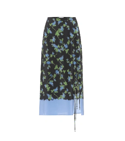 Altuzarra Floral Print Tie Detail Silk Skirt In Black