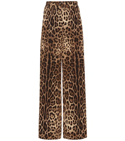 Dolce & Gabbana Flared Leopard-print Cady Pants In Animal Print