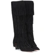 AQUAZZURA SHAKE 85 SUEDE FRINGE BOOTS,P00364181