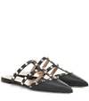 VALENTINO GARAVANI ROCKSTUD LEATHER SLIPPERS,P00368163