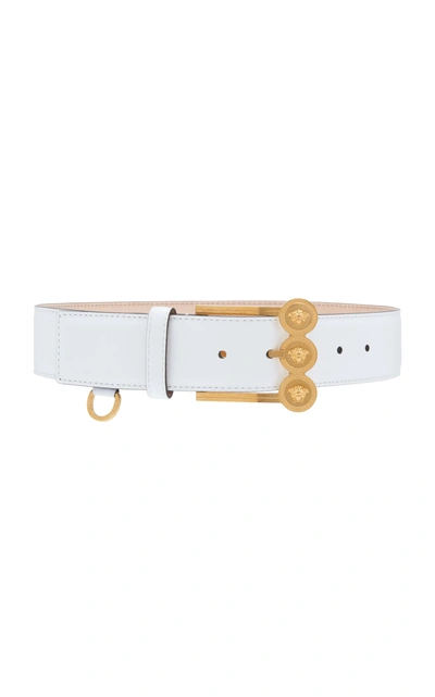 Versace Coin-embellished Leather Belt In White