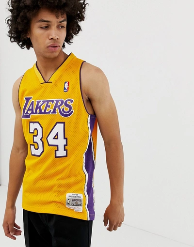 Mitchell & Ness La Lakers Shaquille O'neal Swingman Tank In Yellow - Yellow