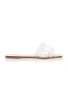 Bottega Veneta White Ravello Buckle Woven Leather Flat Sandals
