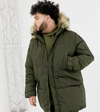 SCHOTT LINCOLN 18X QUILTED HOODED PARKA JACKET WITH DETACHABLE FAUX FUR TRIM IN GREEN - GREEN,LINCOL 18XN