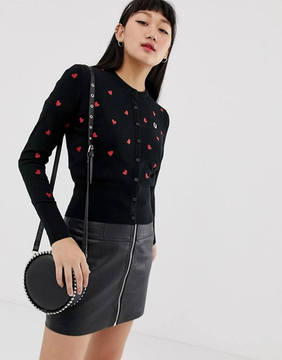 Fred Perry Amy Winehouse Foundation Heartprint Cardigan Black ModeSens