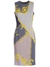 VERSACE FITTED PRINTED DRESS,10789723