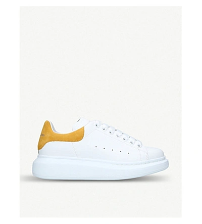 Alexander Mcqueen Runway Leather And Suede Platform Trainers In White