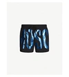 Moschino Metallic Logo-print Relaxed-fit Swim Shorts In Black