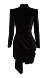 ALEX PERRY PARKER DRAPED VELVET MINI DRESS,720874