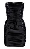 ALEX PERRY Carter Strapless Ruched Vinyl Mini Dress,720878