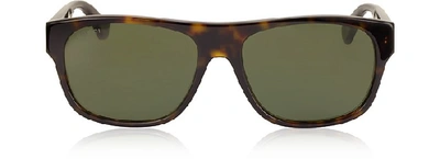 Gucci Sunglasses Gg0341s Rectangular-frame Acetate Sunglasses In Havana/ Vert