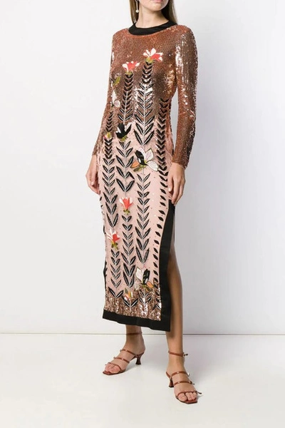Temperley London Long Sleeve Magnolia Dress In Cameo Mix