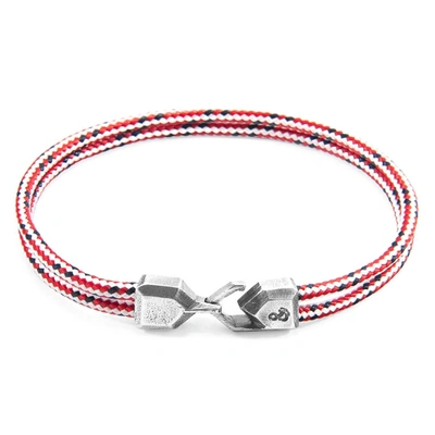 Anchor & Crew Red Dash Cromer Silver & Rope Bracelet (charity Bracelet End Youth Homelessness)