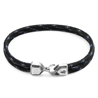 Anchor & Crew Black Cromer Silver And Rope Bracelet