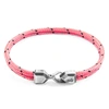 ANCHOR & CREW PINK CROMER SILVER AND ROPE BRACELET