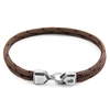 ANCHOR & CREW BROWN CROMER SILVER AND ROPE BRACELET,2988995