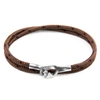 ANCHOR & CREW BROWN TENBY SILVER AND ROPE BRACELET,2989066