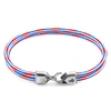 ANCHOR & CREW PROJECT-RWB RED WHITE AND BLUE CROMER SILVER AND ROPE BRACELET,2988987