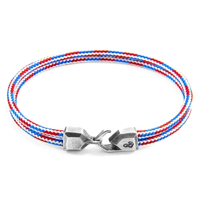 Anchor & Crew Project-rwb Red White And Blue Cromer Silver And Rope Bracelet