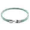 ANCHOR & CREW GREEN DASH CROMER SILVER AND ROPE BRACELET