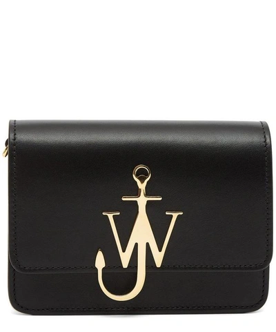 Jw Anderson Mini Logo Leather Shoulder Bag In Black