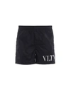 Valentino Vltn Logo Printed Swim Shorts In No Black