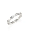 ADRIANA ORSINI Rhodium-Plated Silver Baguette & Round-Cut Crystal Band Ring