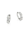 ADRIANA ORSINI Sillvertone & Mixed-Shape Cubic Zirconia Huggie Hoop Earrings